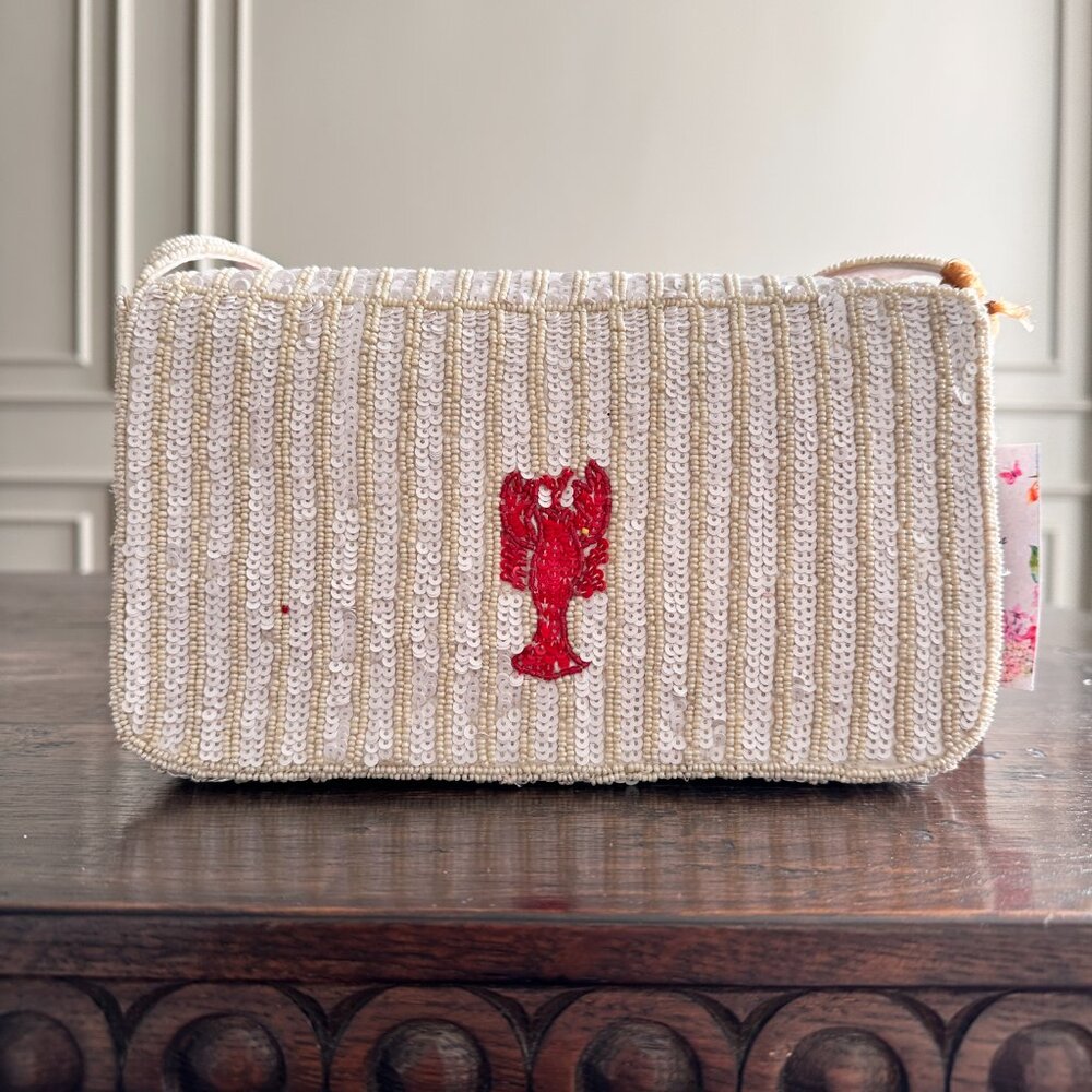 NEW Beaded Lobster Shoulder Bag - Viral Coastal Summer Collector’s Bag Red - Picture 3 of 7